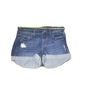 Old Navy Women 2 Regular Boyfriend Cuffed Distressed Denim Short Santa Cruz Blue